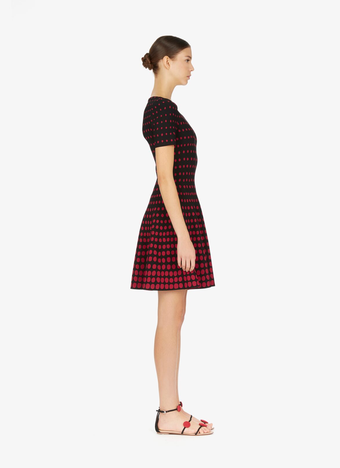 Flared Mesh Dress ALAÏA BLACK/RED FLARED MESH DRESS